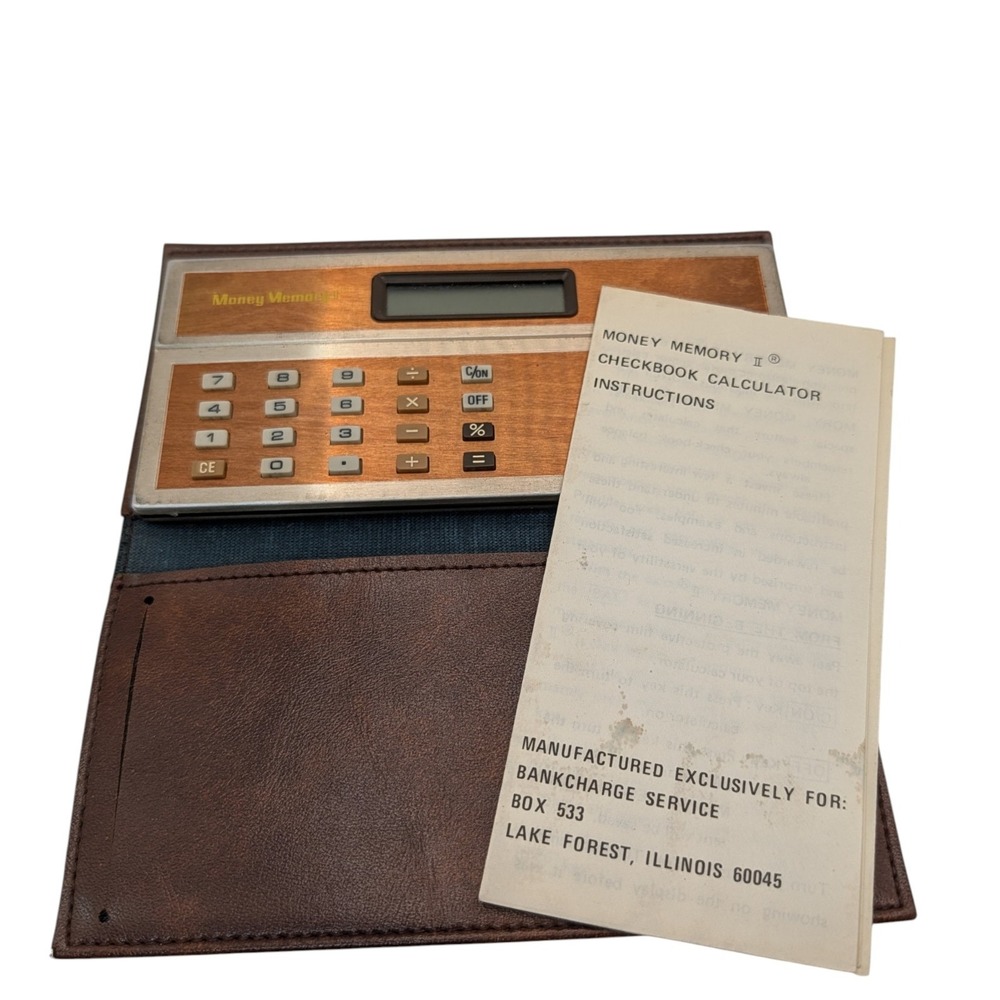 Bank Charge Service Calculator Money Memory II with Checkbook Cover Instructions